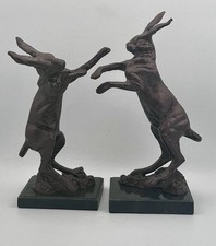 Contemporary boxing Hares sculptures - Cast aluminium/steel - bronzed finish