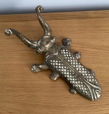 Vintage Brass Beetle Boot Jack, Retro Metal Insect Boot Pull, Antique Long Horn 