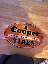 Old style-porcelain look Cooper Tires Armored Cord Sales Service Flange Sign