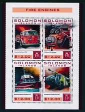 2016 SOLOMON ISLANDS FIRE ENGINES MINI SHEET (4 STAMP) FINE MINT MNH