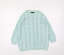 Mia Moda Womens Blue Crew Neck