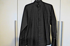 PISCADO MENS BLACK LONG SLEEVED MANDARIN COLLAR EVENING SHIRT  SIZE 15.5