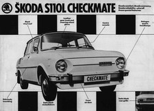 Skoda S110L Checkmate 1976 Original UK Single Sheet Sales b&w Sales Brochure
