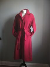 Vintage RED PURE NEW WOOL COAT 12 14 ENGLISH LADY belt 100% fit flare raspberry