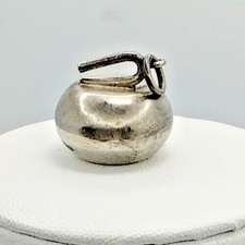 Vintage Silver Curling Stone Charm
