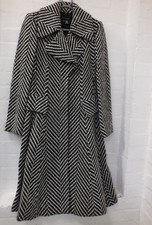 Zara Black & White Herringbone Wool Blend Coat Size Small (Hol)