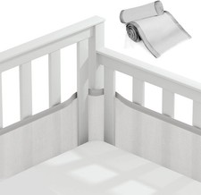 Vicloon Cot Bumper, 2Pcs Breathable Mesh Cot Liner, Crib Rail Cover Baby Crib B