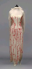 Ladies Bloody Zombie Dead Bride + Veil Fancy Dress Costume 14/16 Halloween 