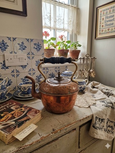 Antique copper tea - kettle, with