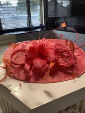 Nigel Rayment Hat for Mother of the Bride/Groom Pink With Orange Feather