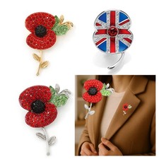 Crystal Enamel Poppies Brooch