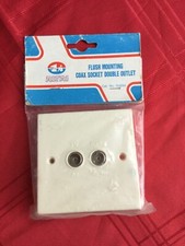 Double Twin Flush Fitted TV Aerial/ Satellite Wall Socket Plate - NEW