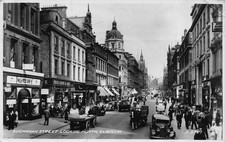 Glasgow Buchannan Street Looking North Busy Street Scene RP Postcard
