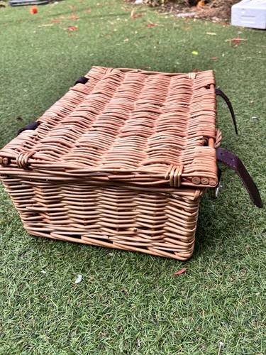Empty wicker picnic hamper - wicker,