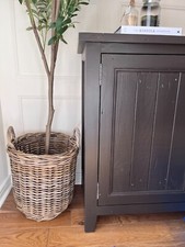 Wicker Log Basket, Firewood Kindling Storage, Holder With Handles, 4 Sizes Wood