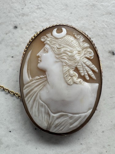 Antique 9ct gold shell cameo - 9ct,