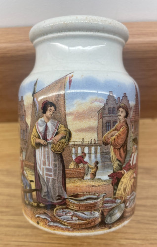Prattware jar continental fish - prattware,