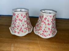 2 x small vintage ditsy floral scolloped edge lamp shades clip in