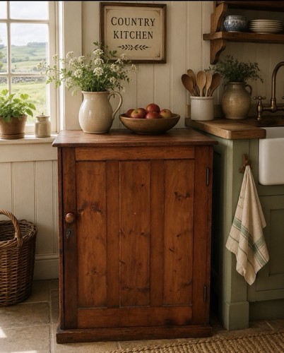 Antique pine larder cupboard - pine,