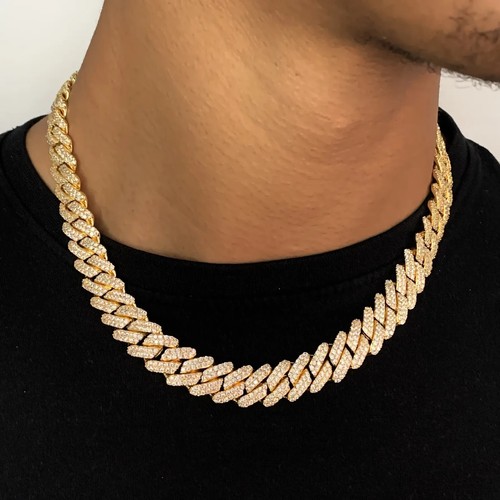 Iced cuban out prong link - cuban,