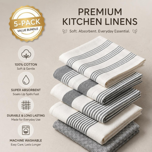 5pcs cotton kitchen towels - 5pcs,