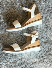 New Matalan Soleflex Premium Comfort White Slingback Wedge Sandals UK7 EU40