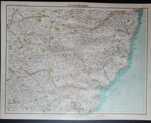 Antique 1898 map ipswich - 1898,
