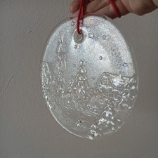 Handmade Glass Angel Horse Drawn Sleigh Christmas Round Suncatcher Decoration