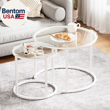 White Nesting Glass Table Set
