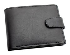  Mens RFID Blocking Leather Wallet Zip Coin Pocket Purse & ID Window 94 Black