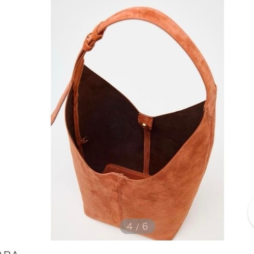 Zara orange leather bucket bag - orange,