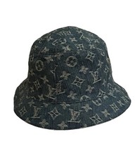LV Louis Vuitton Monogram Reversible Bucket Hat Blue - New