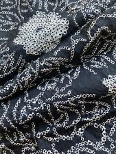 Vintage Japanese kimono silk fabric piece - Black And White Shibori (P9)
