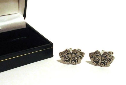 Comedy tragedy masks pewter - masks,