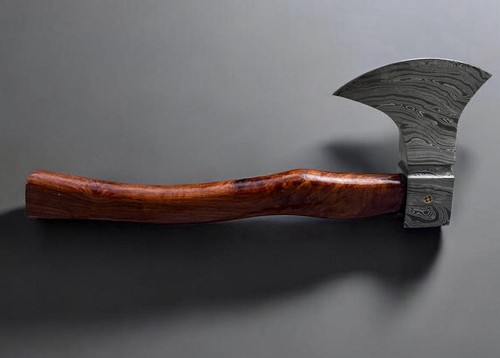 Hand forged damascus steel axe - forged,