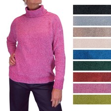 Women's Crew Neck Soft Chenille Ladies Pullover Jumper Sweater 10-18