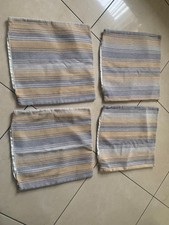 4 M&S STRIPED CUSHION COVERS WITH ZIP CLOSURE 20X20 INS GREY & GOLD POLYESTER