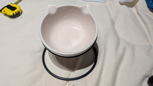 Pink ceramic bowl cat shape - pink,