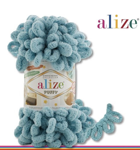 Alize puffy yarn - 414, blue