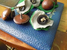 £6pair........orig1950s BROWN LEATHER FOOTBALL BUTTONS  WITH BONE BACK BUTTON