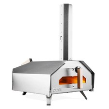 Ooni Pro 16 Multi-Fuel Outdoor Pizza Oven Wood Gas Charcoal Baking Stone Silver