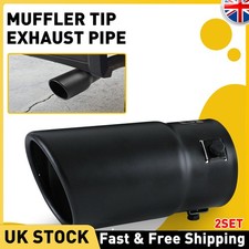 2x Universal Car Rear Exhaust Tip End Chrome Straight Tail Pipe Cover Trim 62mm