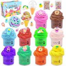 10 Pack Butter Slime Kit, With Cute Mini Charms Colourful Kids Party Gifty EF7