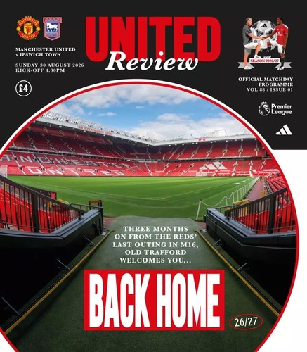 Man united ipswich programme - v,
