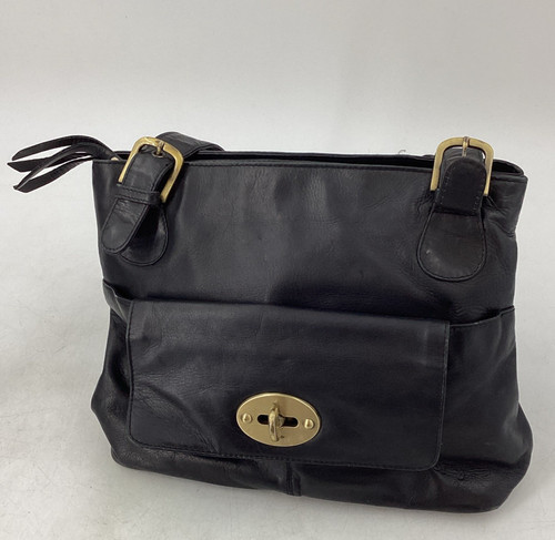 Gigi black leather gold - black,