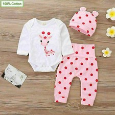 3PCS Newborn Baby Girl Print