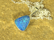 Blue opal pendant necklace 925