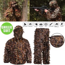 3D Ghillie Suit Desert Woodland Sniper Hunting Outdoor Camouflage Leaf Clothing
