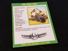 GW Warhammer 40k Space Ork NOBZ BIKE Reference Card Vehicle Data Damage Table