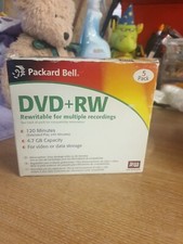 DVD R  5 Packard Bell 2.4x  rewritable discs in jewel case 4.7GB